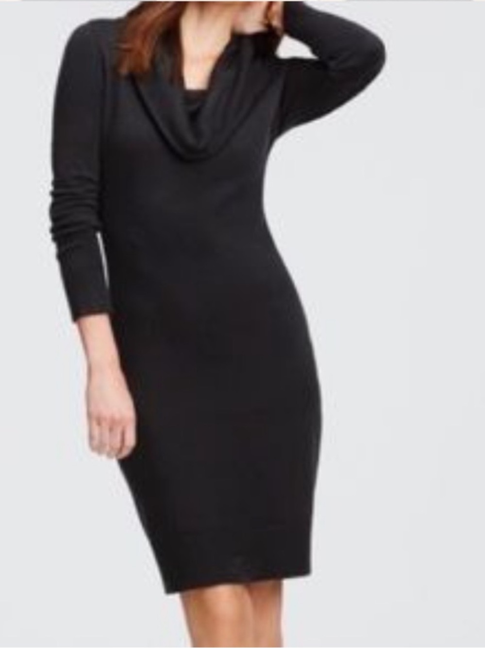 Tahari Black Cowl Turtleneck Sweater Dress Women's Size XL